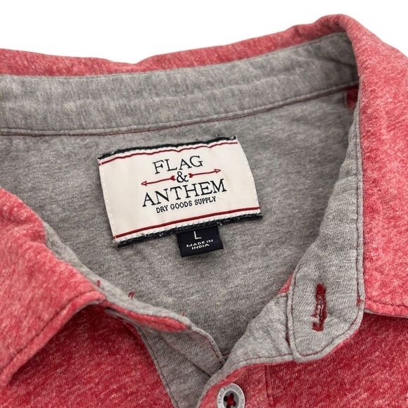 Flag and Anthem casual polo shirt in washed red size medium - Picture 4 of 5